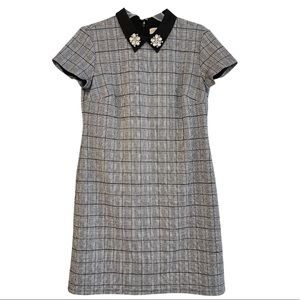 Maison Jules Black and Gray Plaid Dress